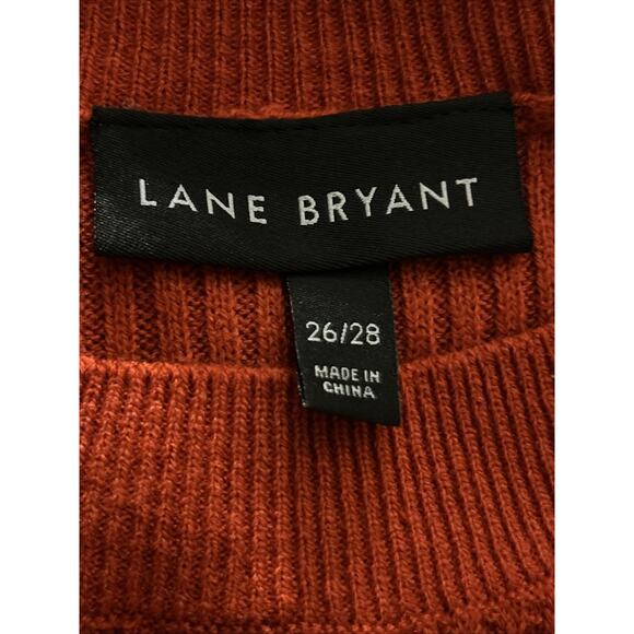 Lane Bryant Woman’s Pullover Sweater Sz 26/28 Red Orange Cable Knit Cotton - Picture 6 of 7
